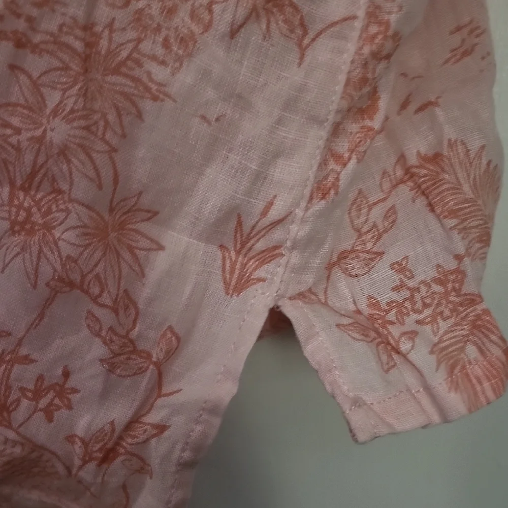 Cynthia Rowley 100% Linen Button Down Tropical Print Shirt - Picture 10 of 14